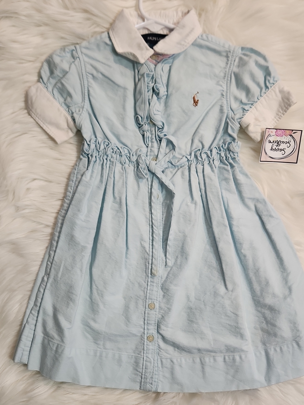 Light Blue Polo Shirt Dress with White Trim - Size: 3T - Brand: Ralph Lauren